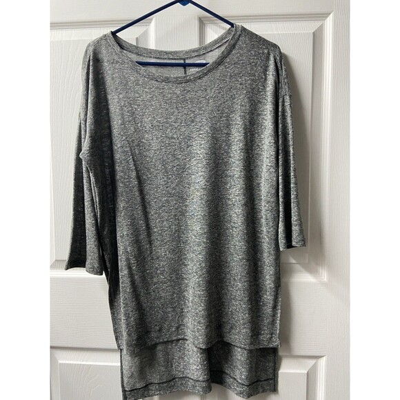 Old Navy Womens Small Gray Heather Linen Tunic Top Round Neck 3/4 Sleeve - Picture 4 of 5